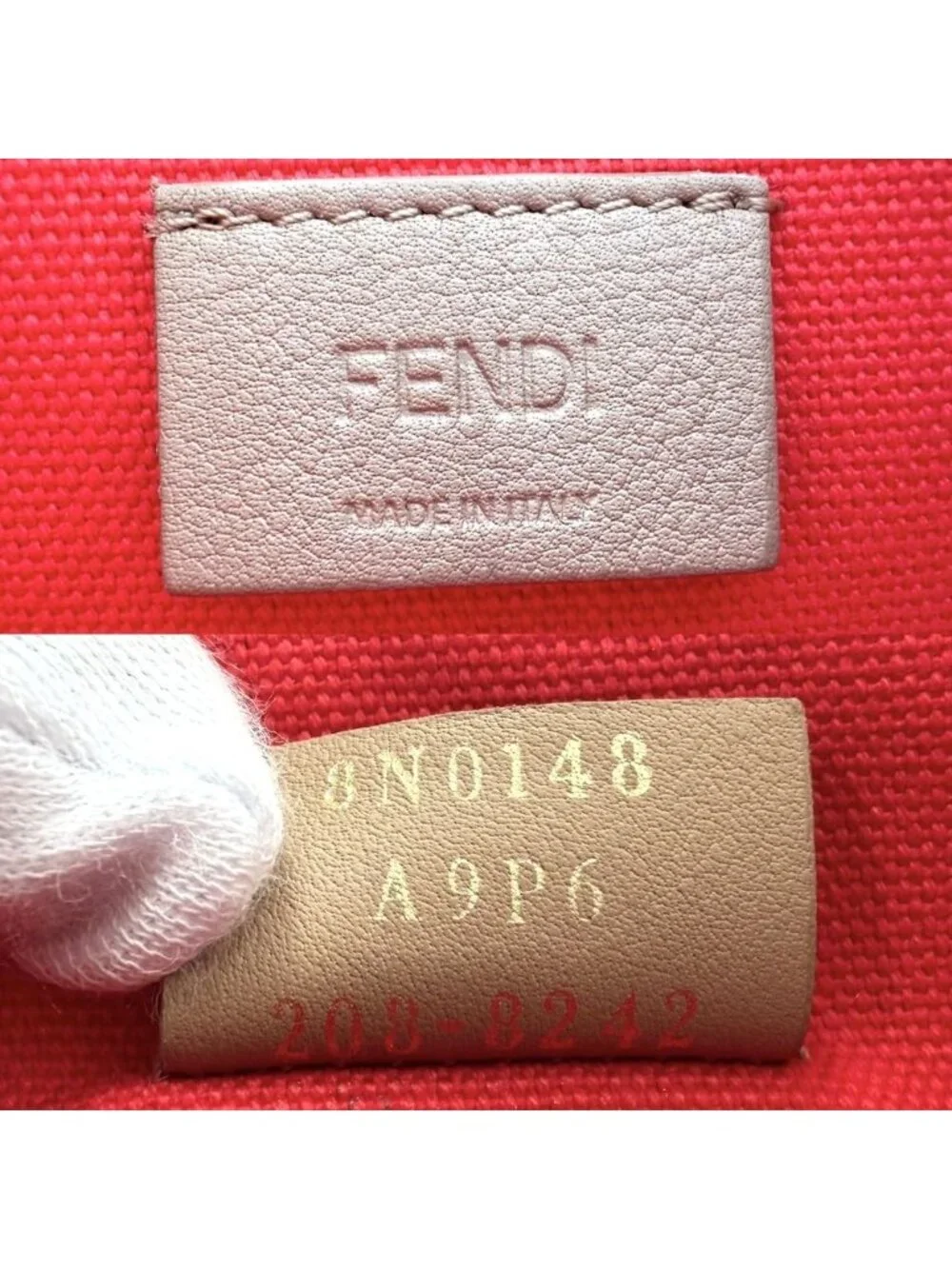 Fendi Pouch Zucca Makeup Container Canvas Leather Red Gold Vintage